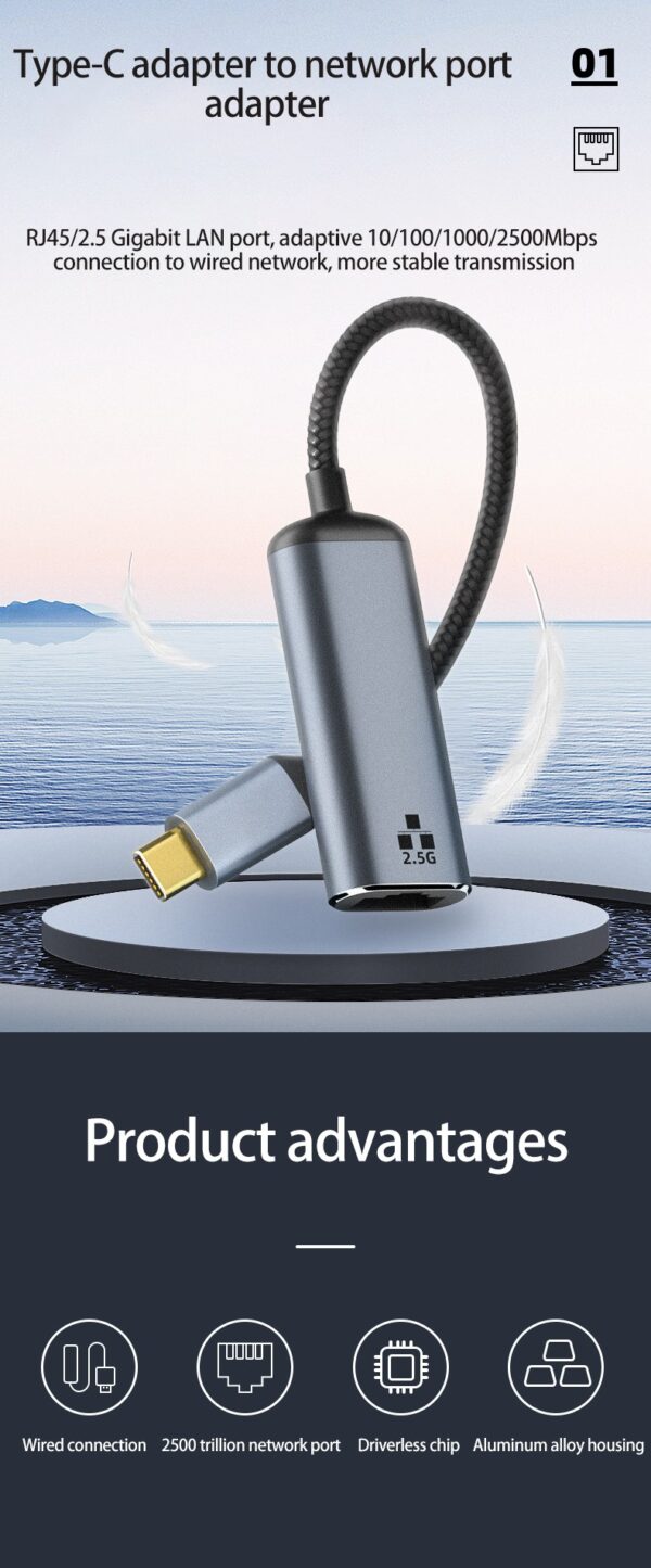 USB C to RJ45 2.5 Gigabit Ethernet Adapter - Image 6