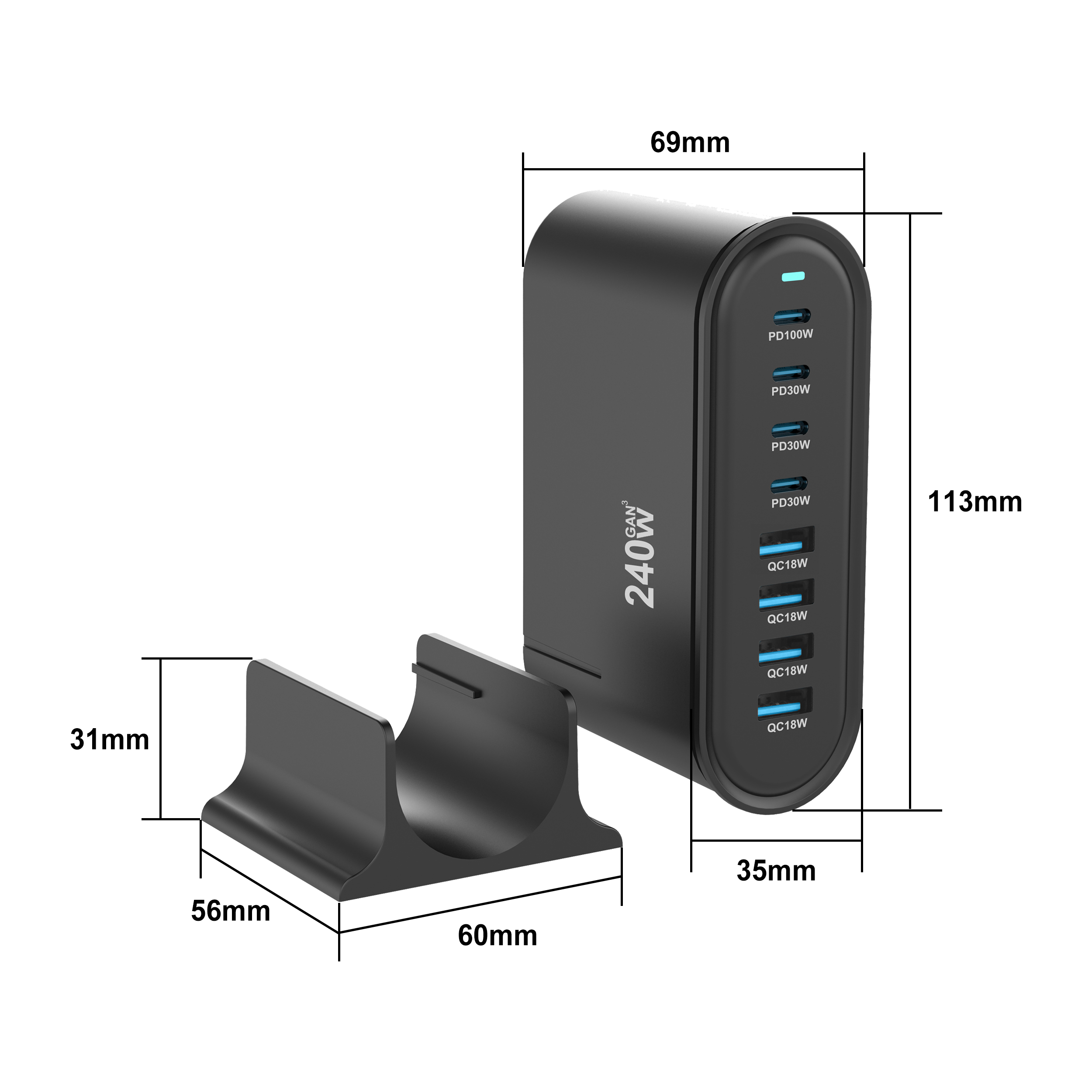 Multiport Desktop Charger, different combination of USB A and USB C PD - Image 14