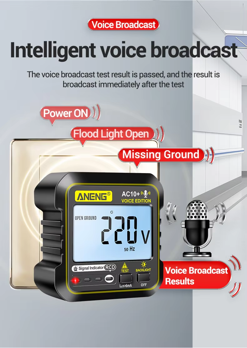 ANENG AC10+ Digital Display Multimeter Socket Tester