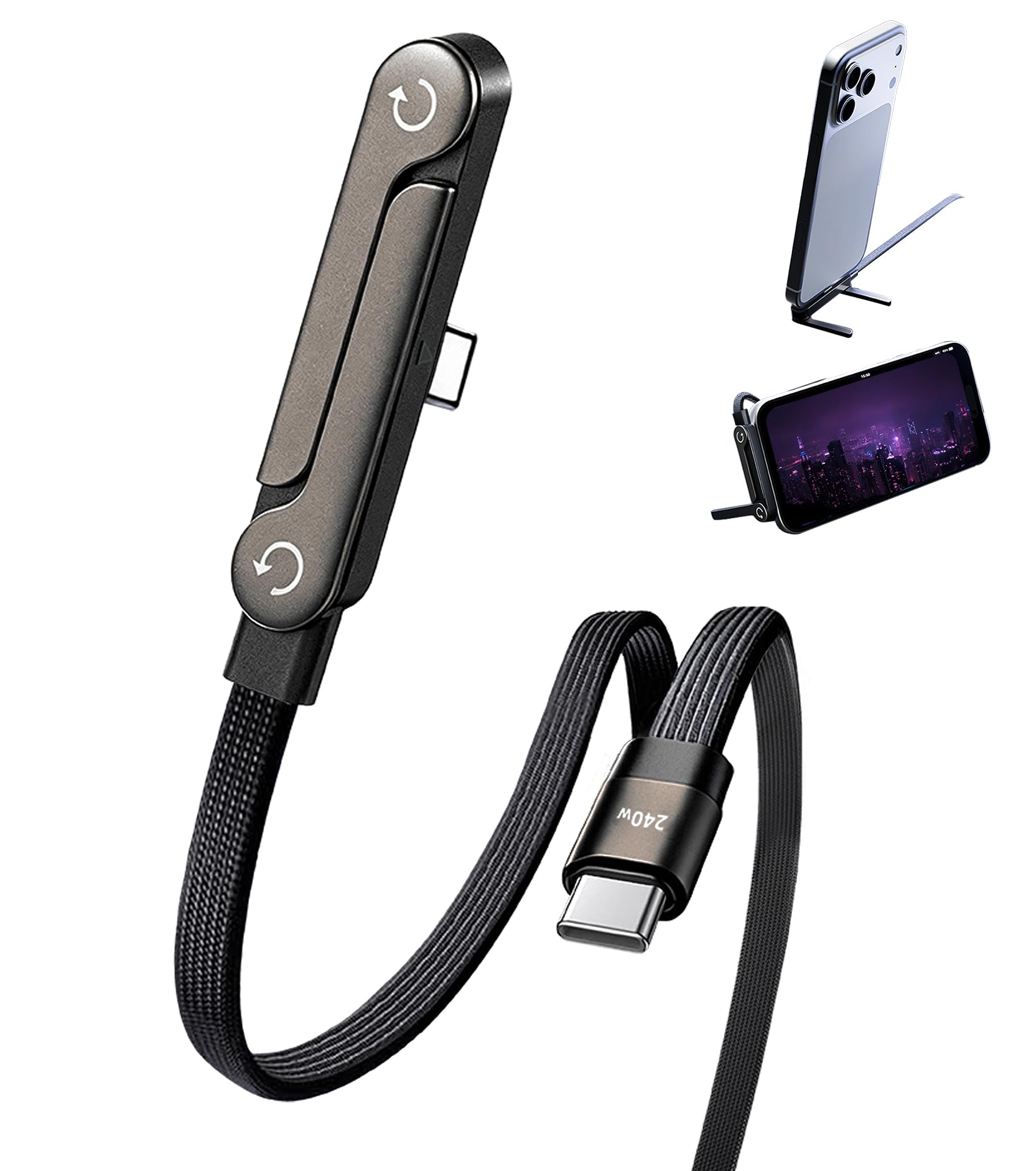 USB-C to USB-C 240W Super Fast Charging data Cable with Foldable Stand (1.5m) - Image 8