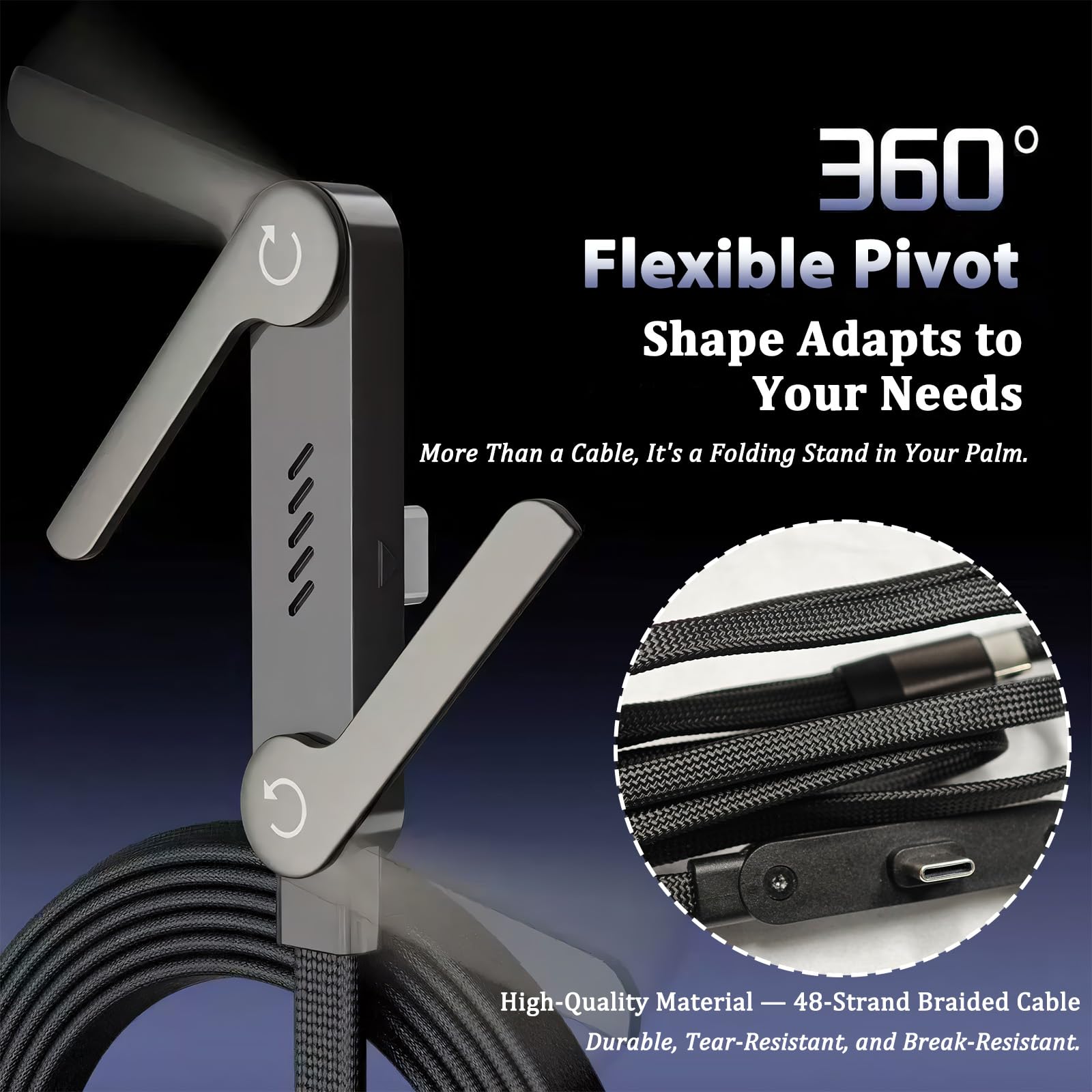 USB-C to USB-C 240W Super Fast Charging data Cable with Foldable Stand (1.5m) - Image 5