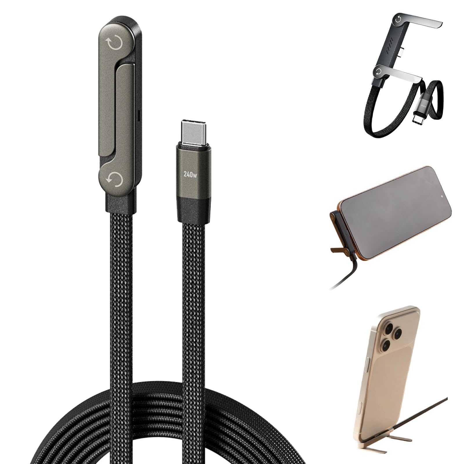 USB-C to USB-C 240W Super Fast Charging data Cable with Foldable Stand (1.5m) - Image 13