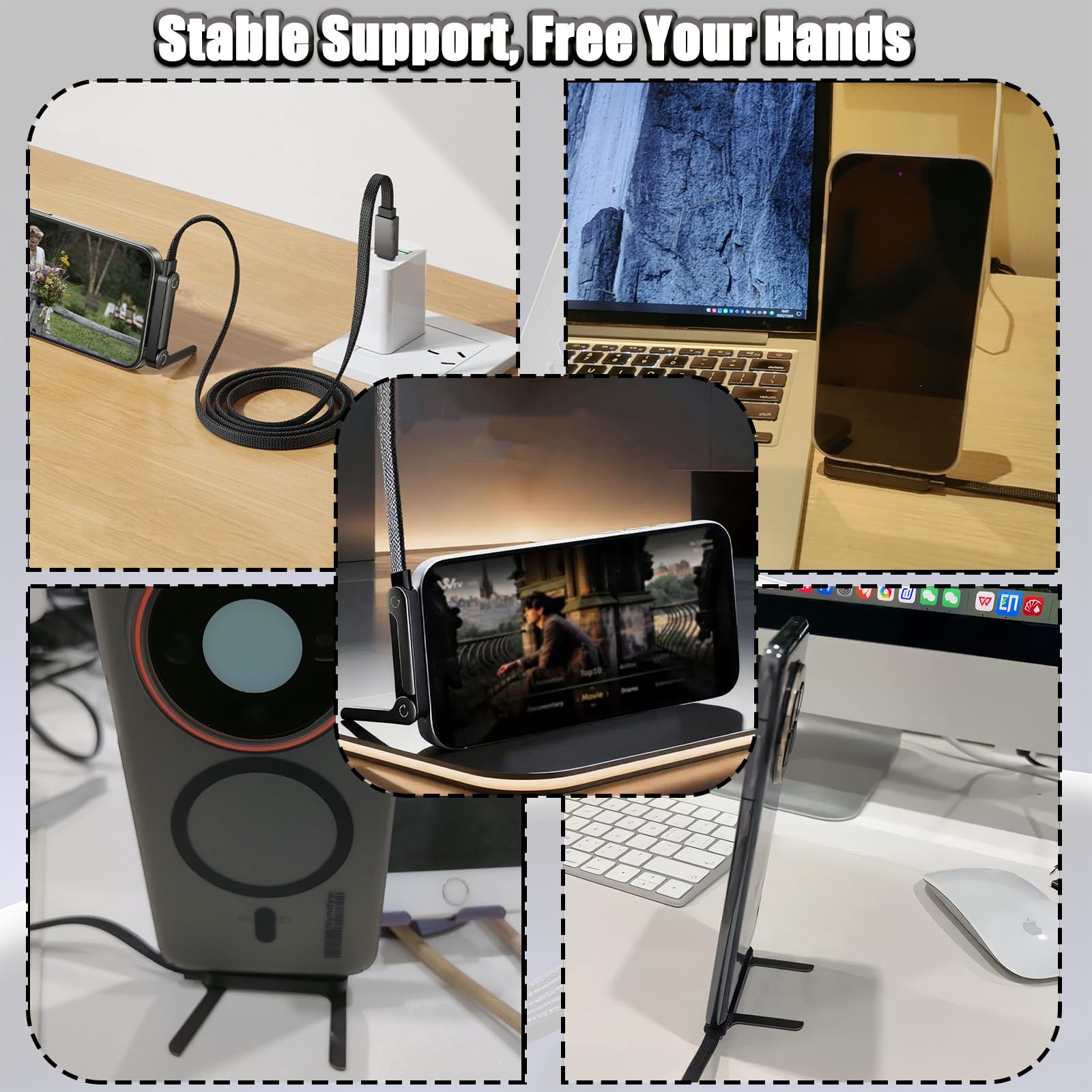 USB-C to USB-C 240W Super Fast Charging data Cable with Foldable Stand (1.5m) - Image 2